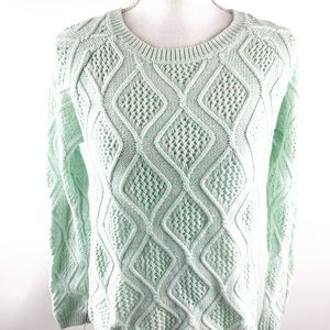 Sonoma Mint Green Cable Knit Long Sleeve Sweater M